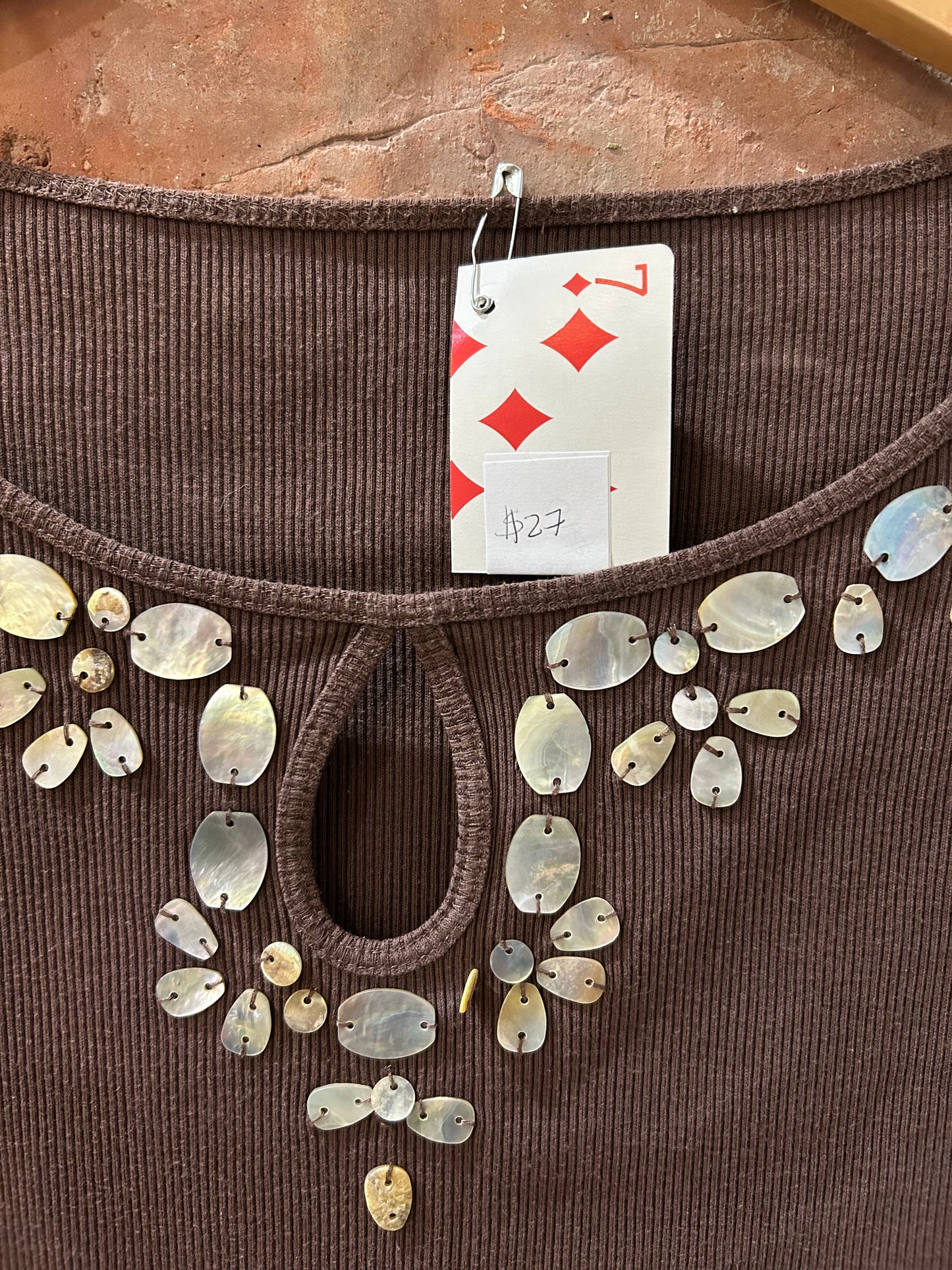 Sequined keyhole t-shirt