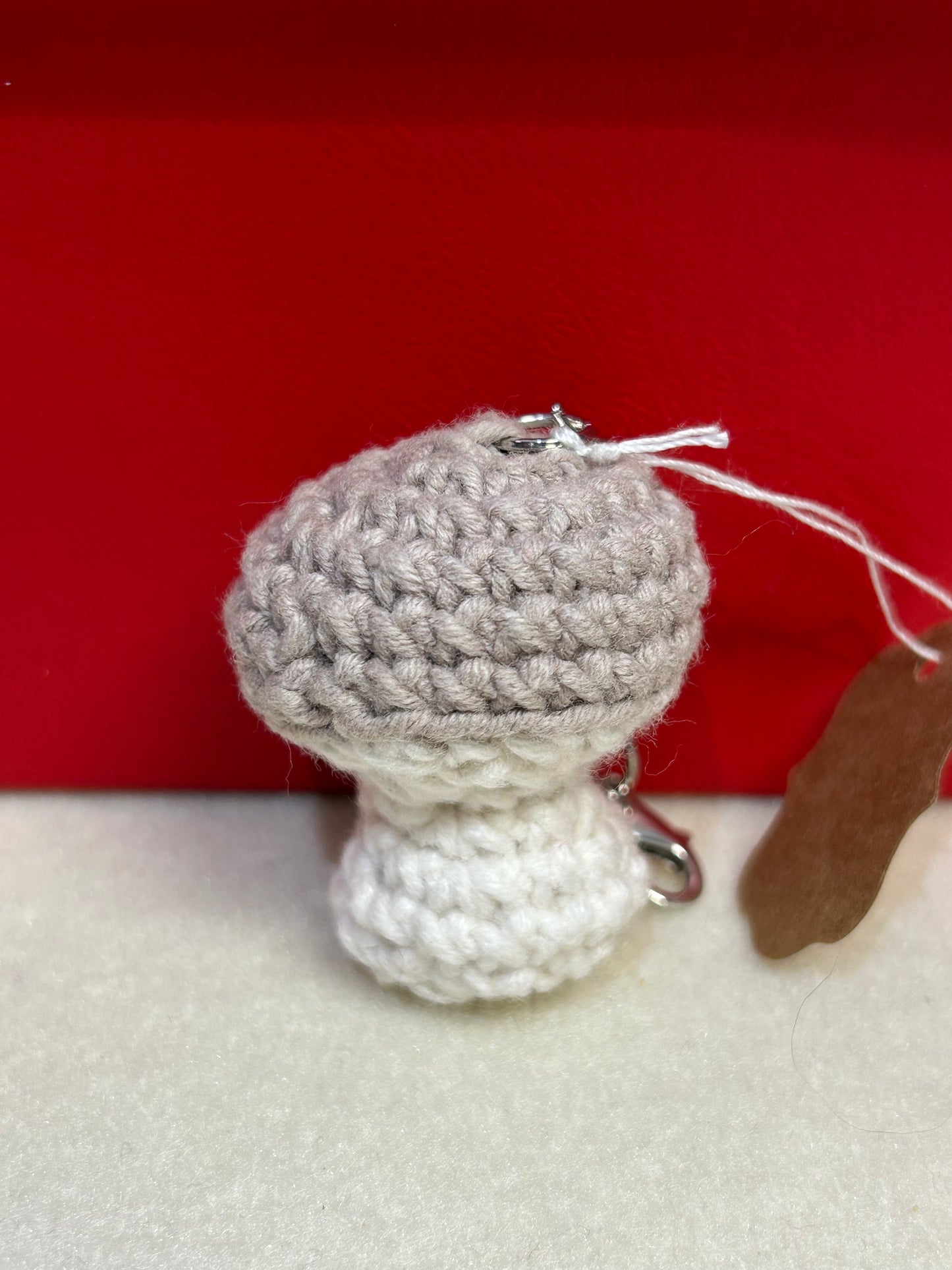 Brown and White Mushroom Keychain