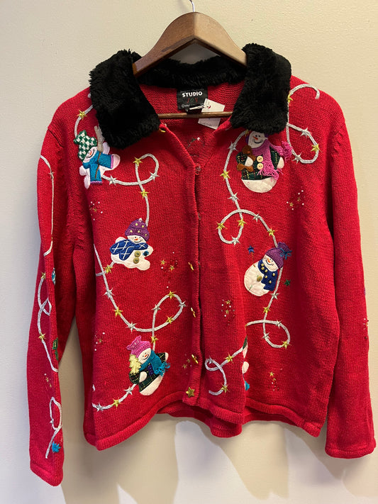Snowman Zip Up Sweater