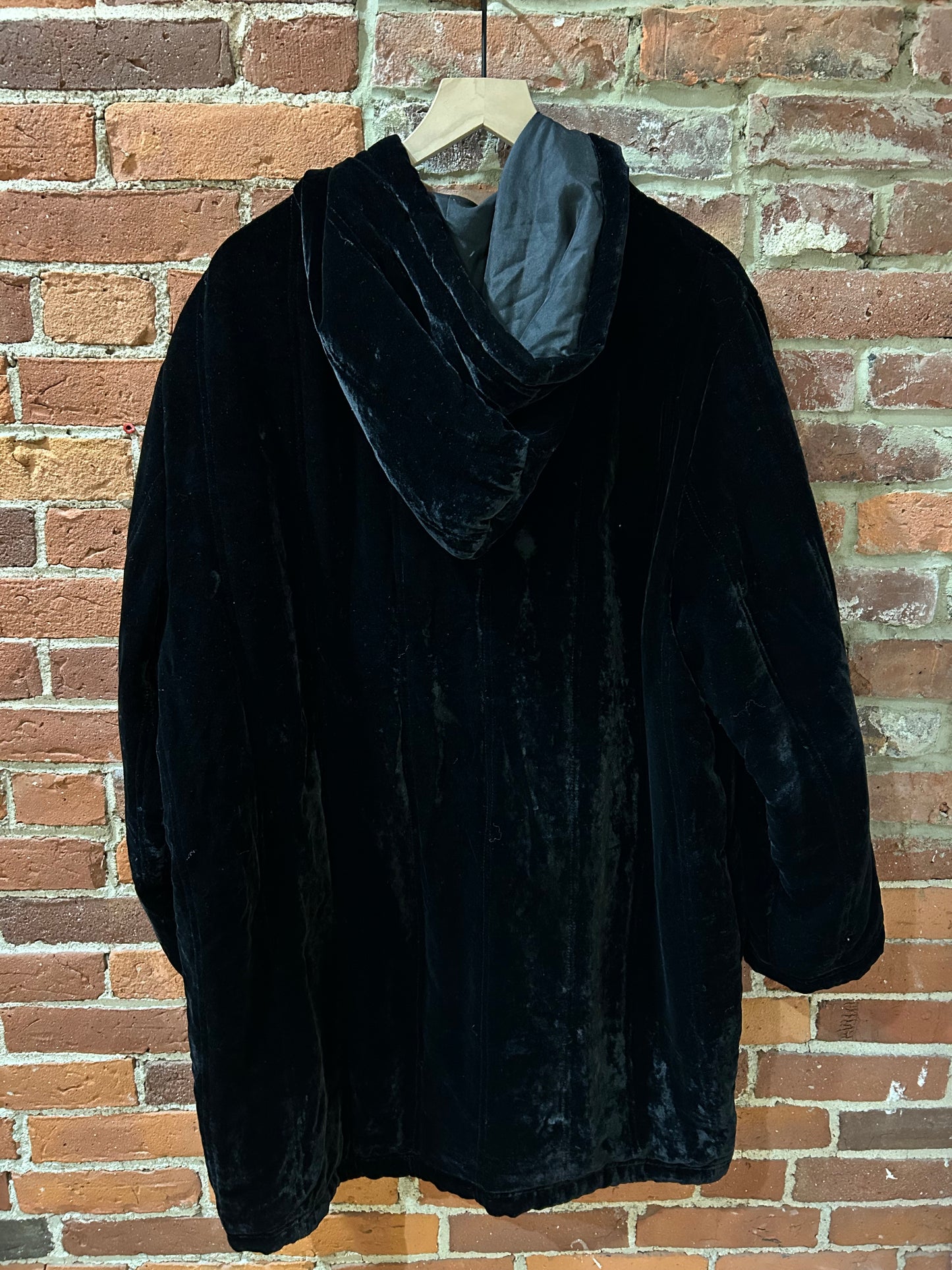 Black Velvet Hooded Jacket