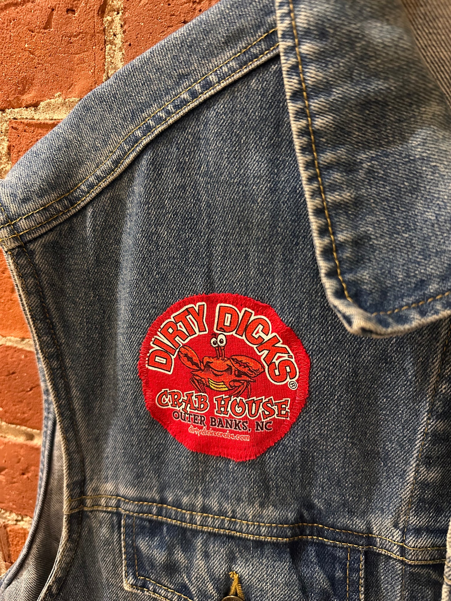 Upcycled denim jacket vest!