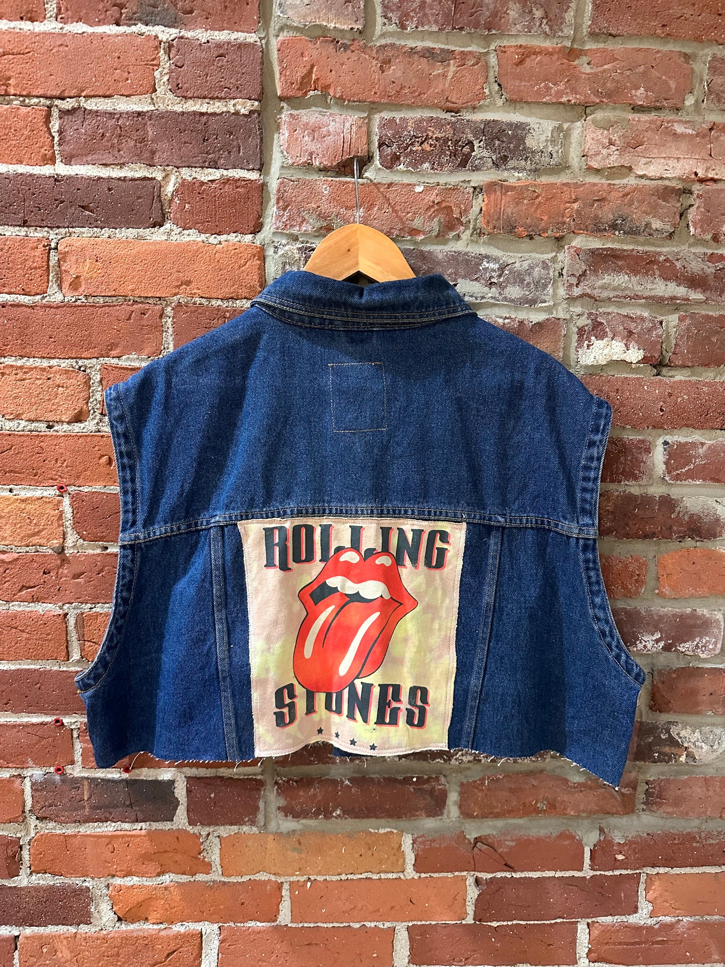 Upcycled Rolling Stones Cropped Denim Jacket!