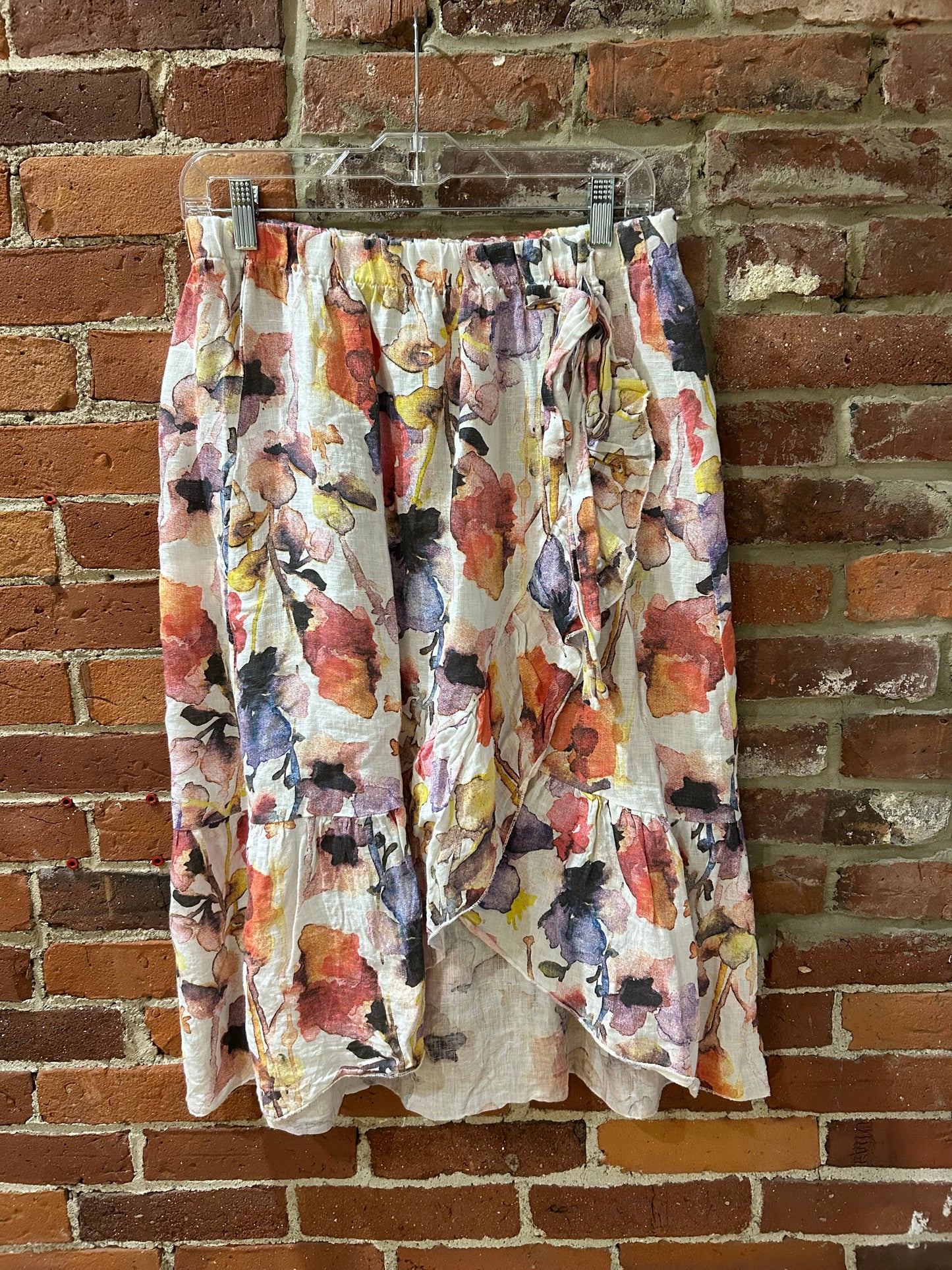 Side-tie floral skirt