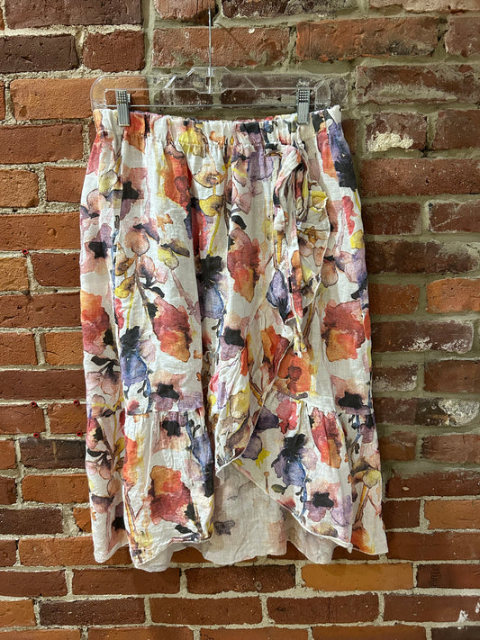 Side-tie floral skirt