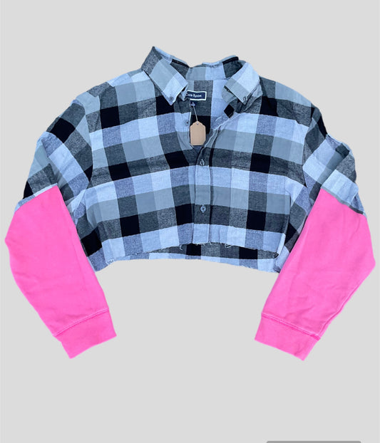 Cropped Flannel Sweatshirt