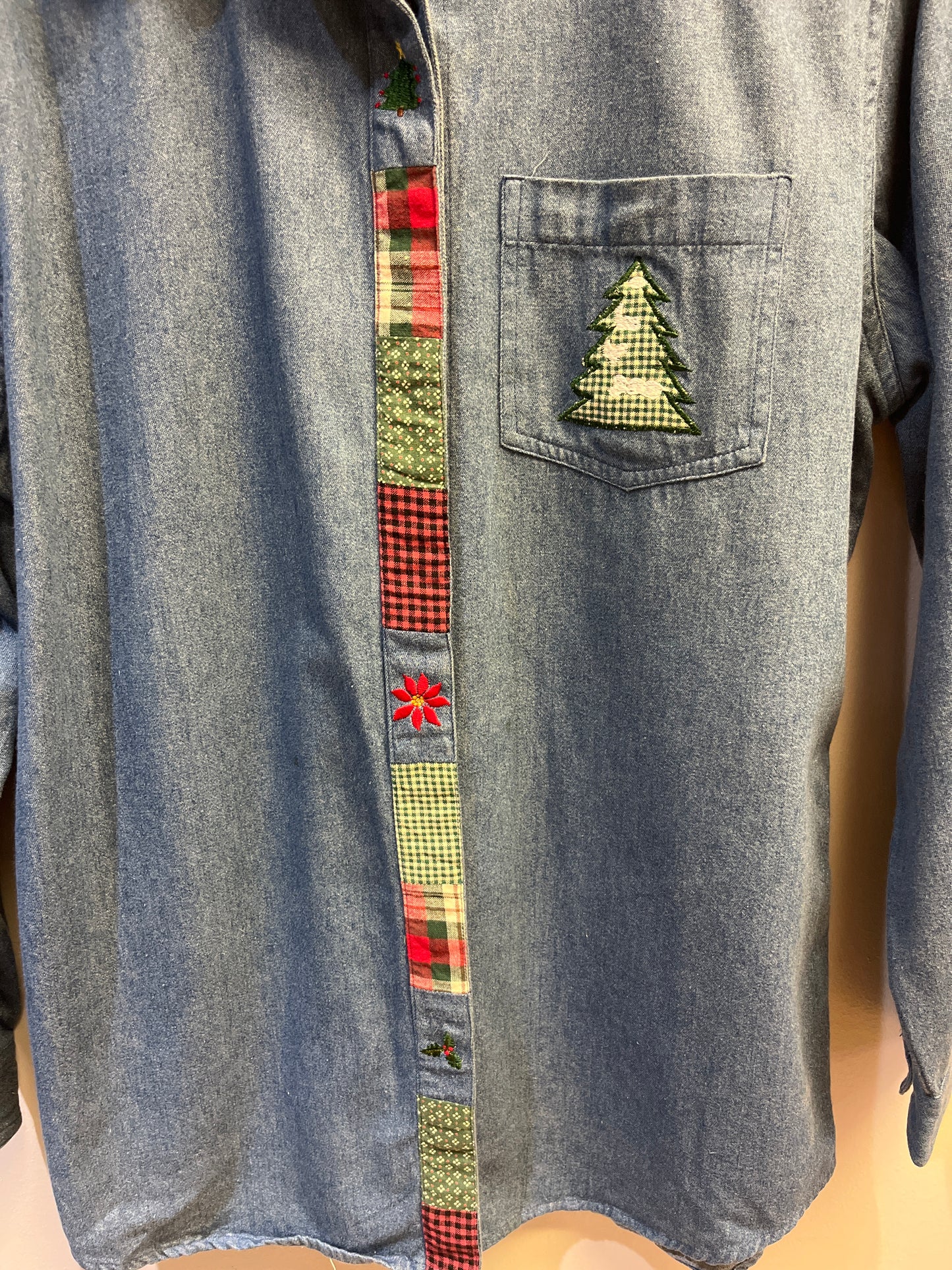 Vintage Christmas Denim Top