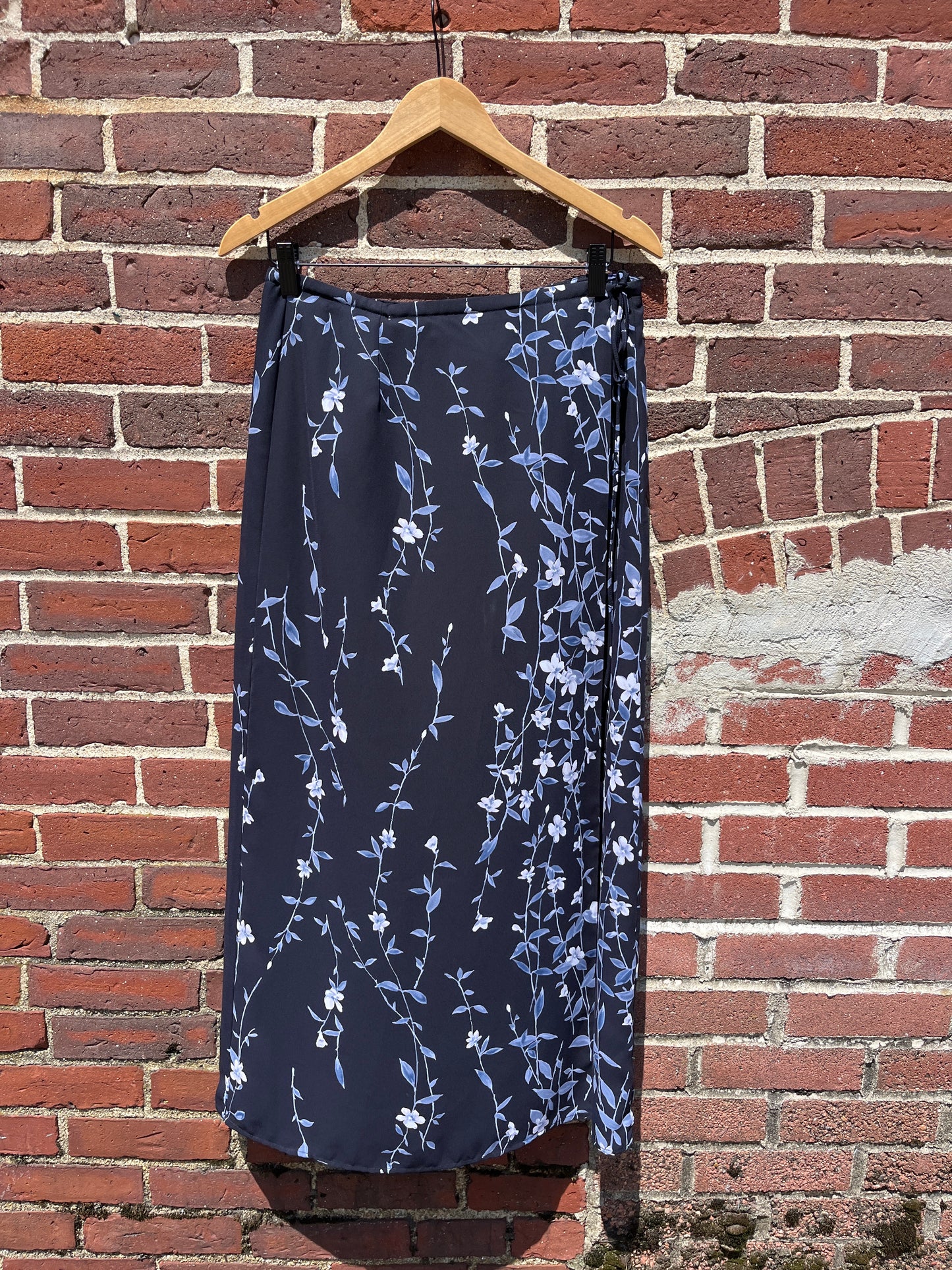Navy Floral Wrap Skirt