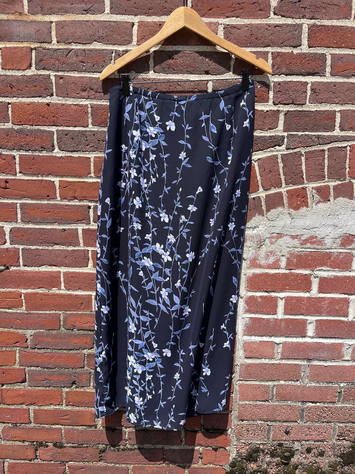 Navy Floral Wrap Skirt