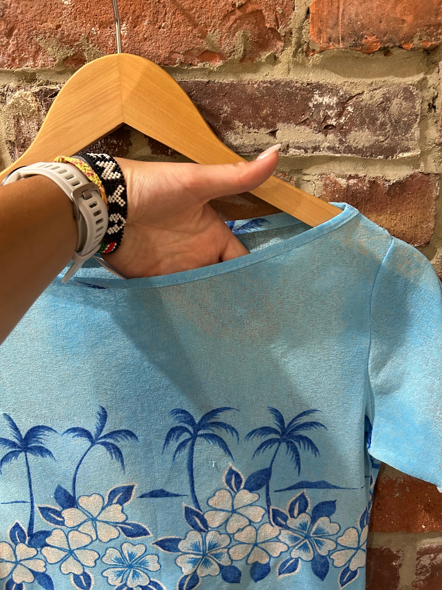 Mesh tropical cropped tee