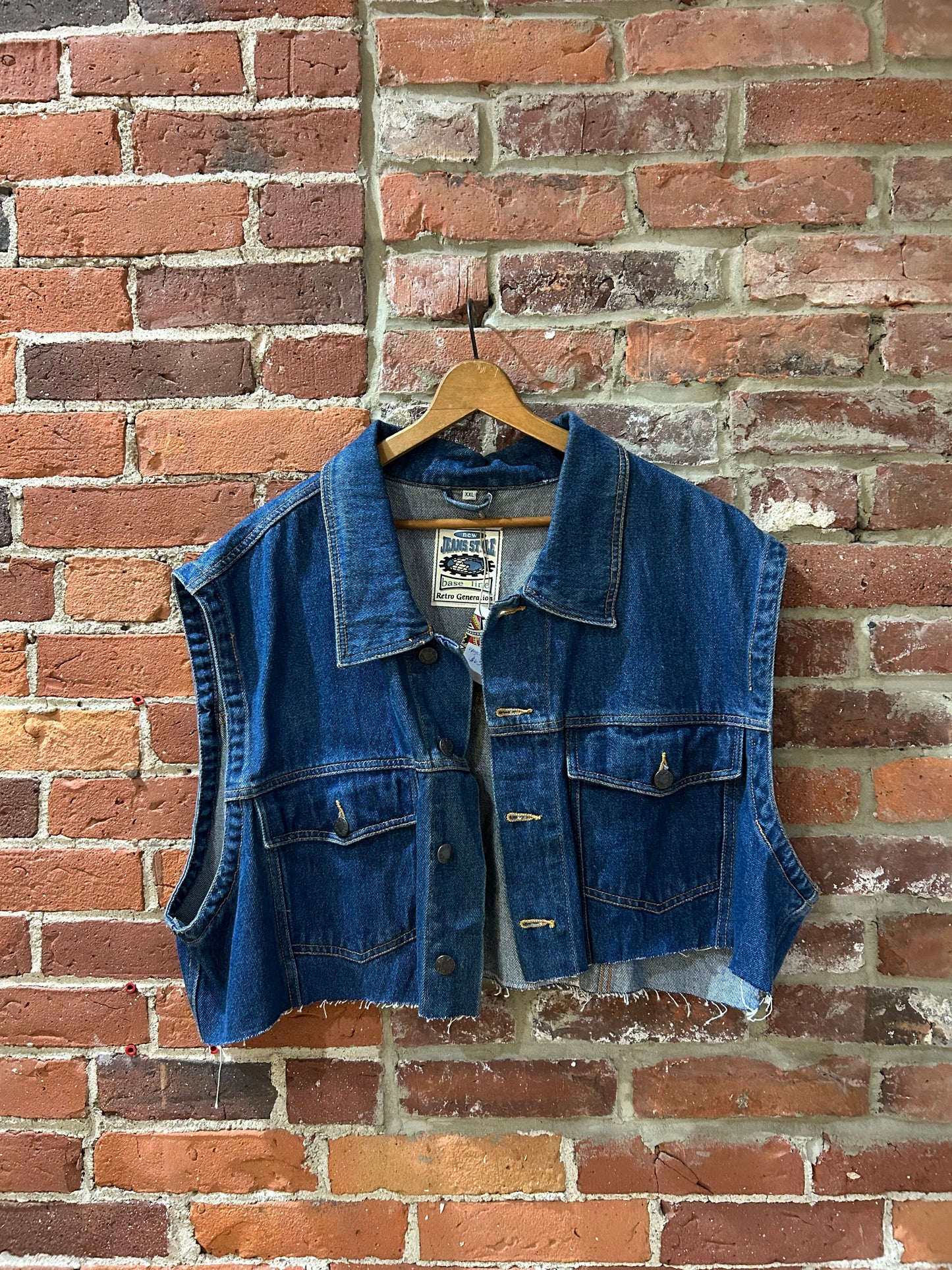 Upcycled Rolling Stones Jean Jacket Vest