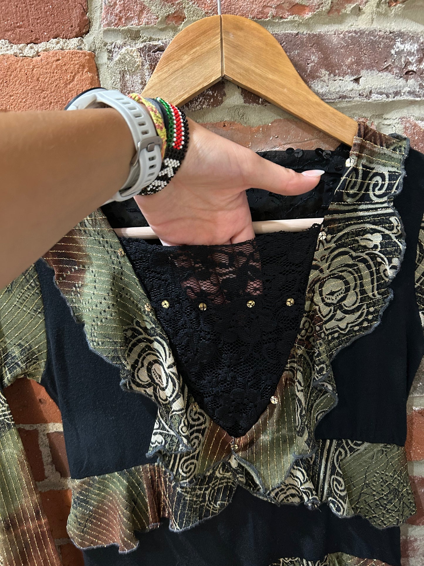 Sheer, lacey long-sleeve