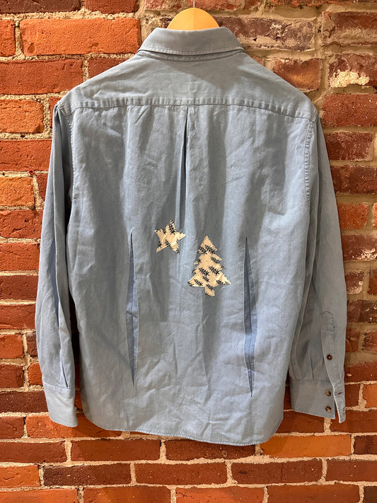 Upcycled Dirigo Maine Flag Denim Button Down