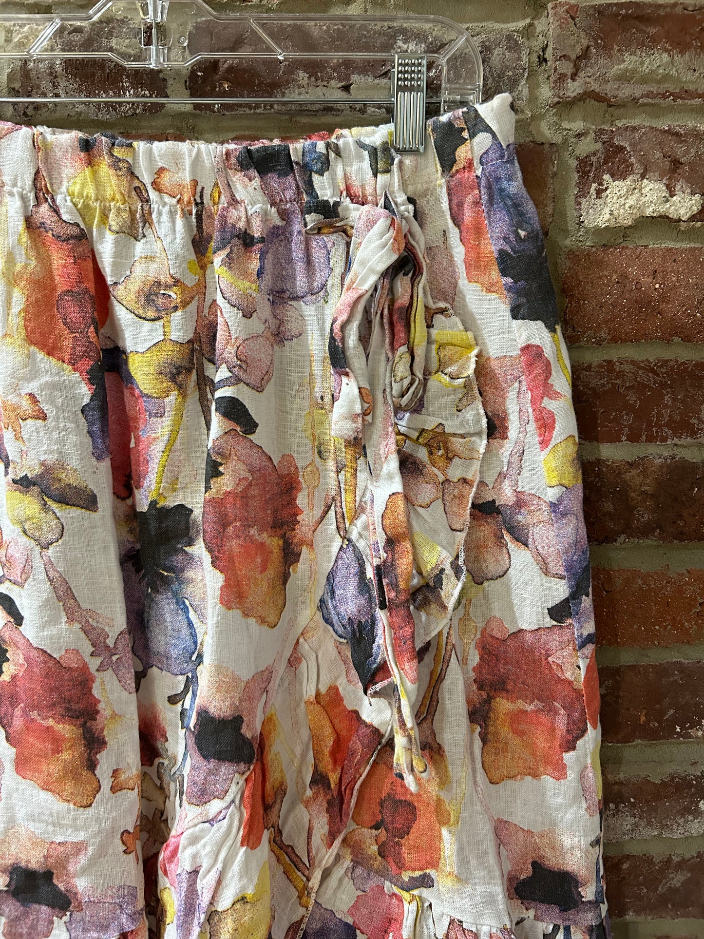 Side-tie floral skirt