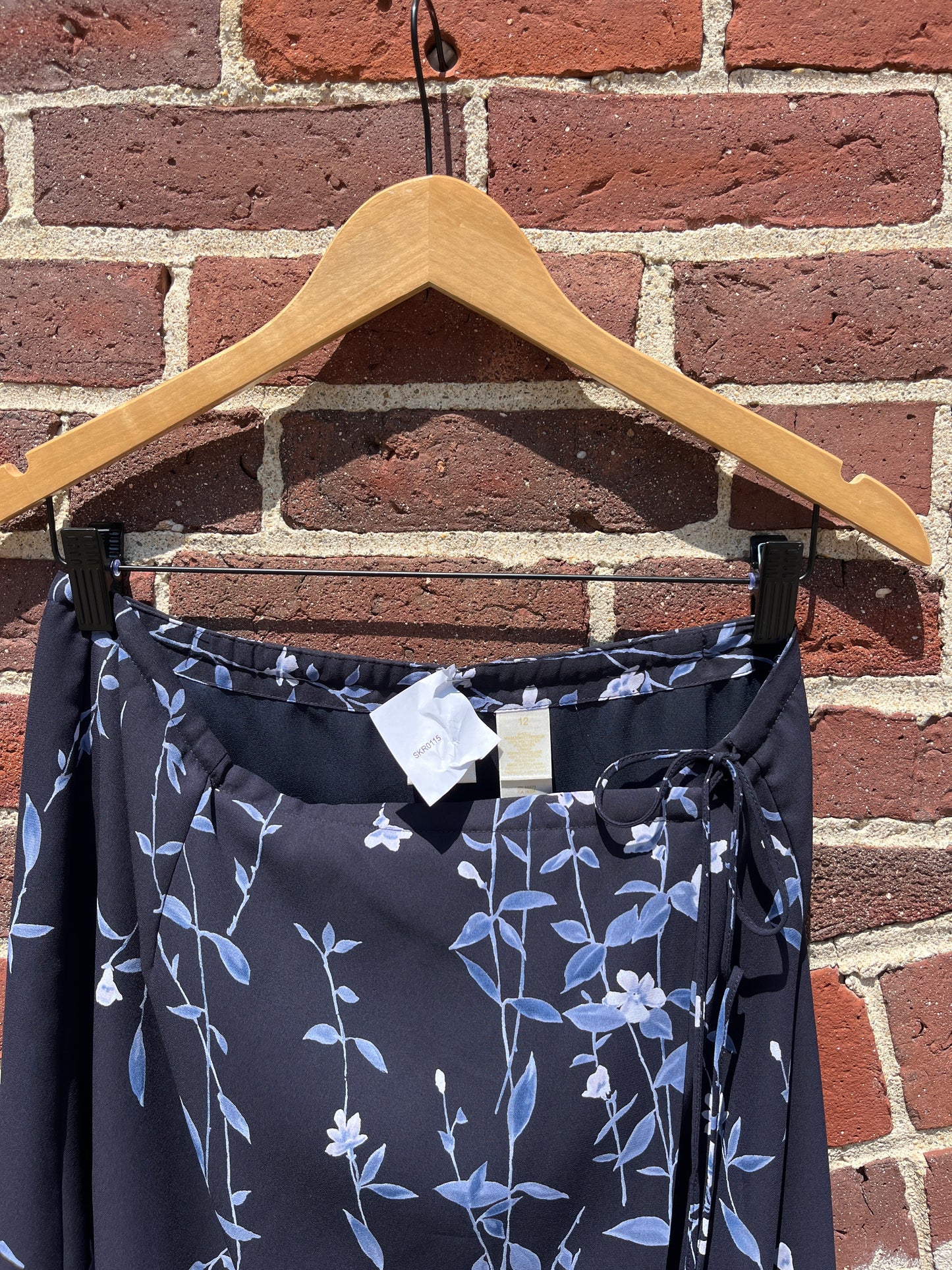Navy Floral Wrap Skirt
