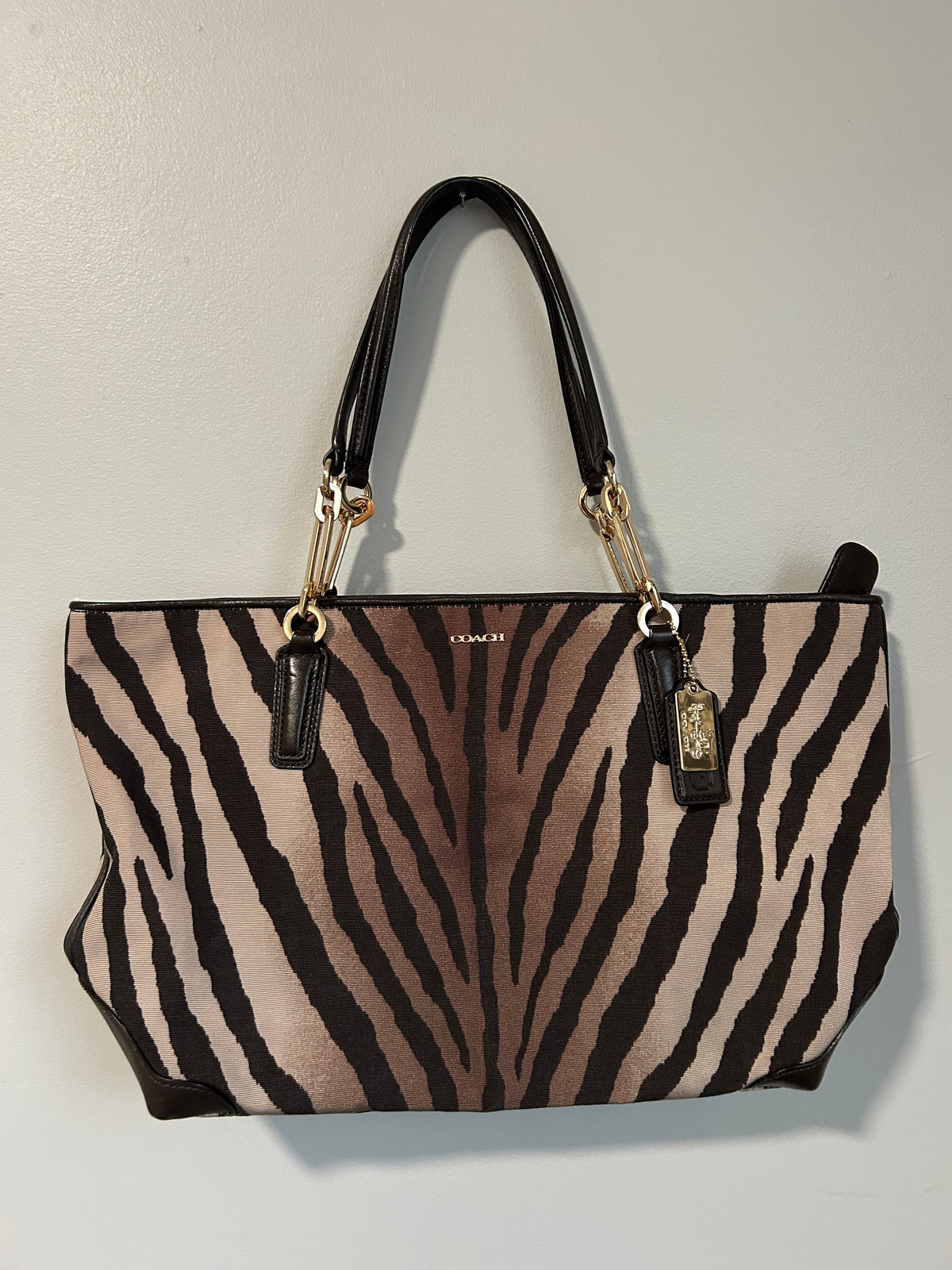 Coach zebra print tote