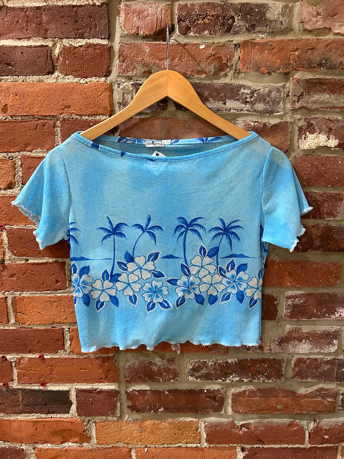 Mesh tropical cropped tee