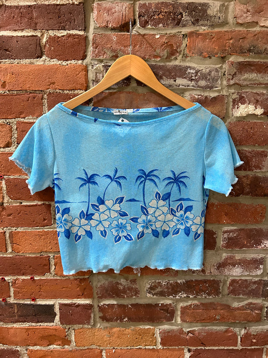Mesh tropical cropped tee