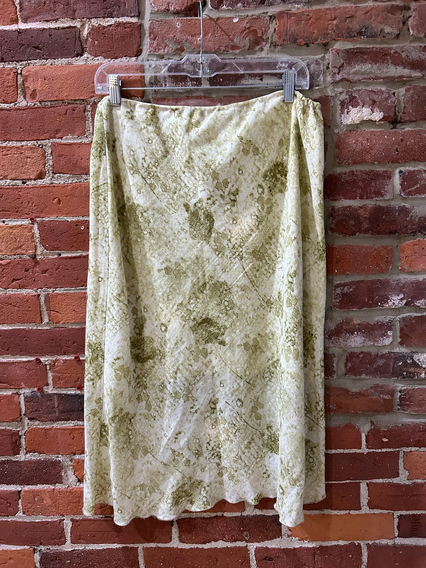 Moss green silk skirt