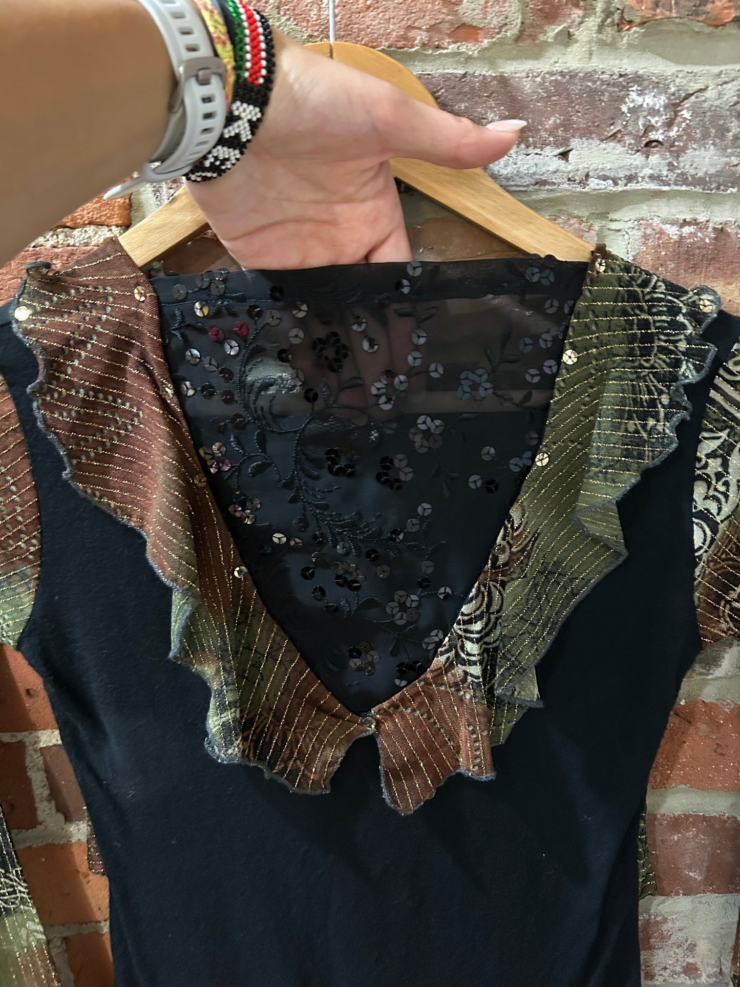 Sheer, lacey long-sleeve