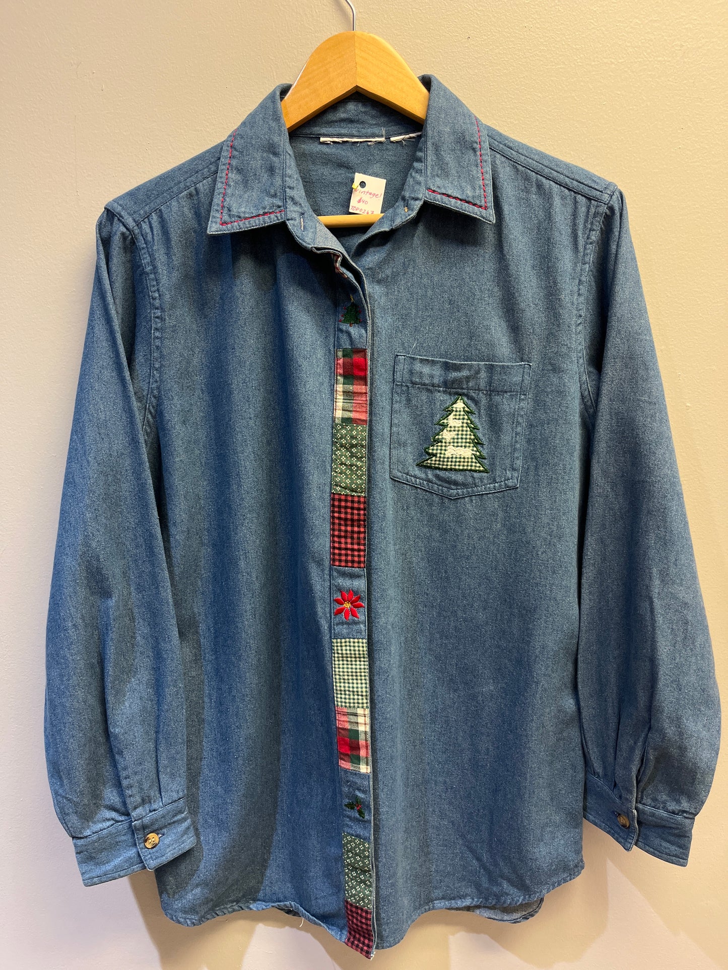 Vintage Christmas Denim Top