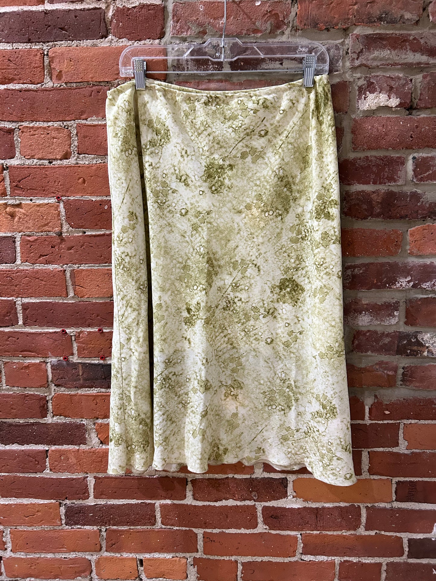 Moss green silk skirt