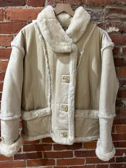 Cream Leather Jacket