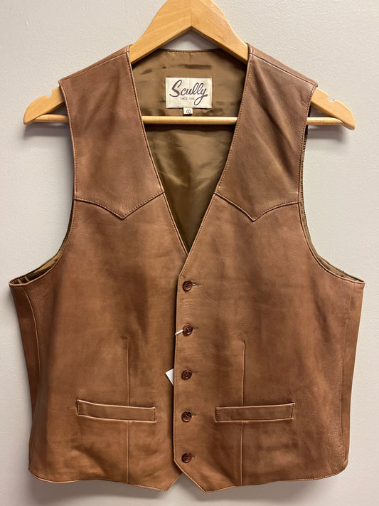 Skully Tan Leather Vest