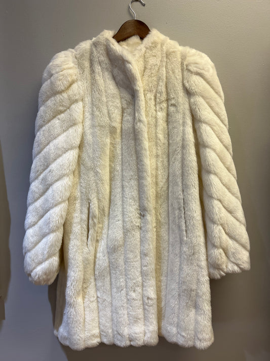 Faux fur white coat