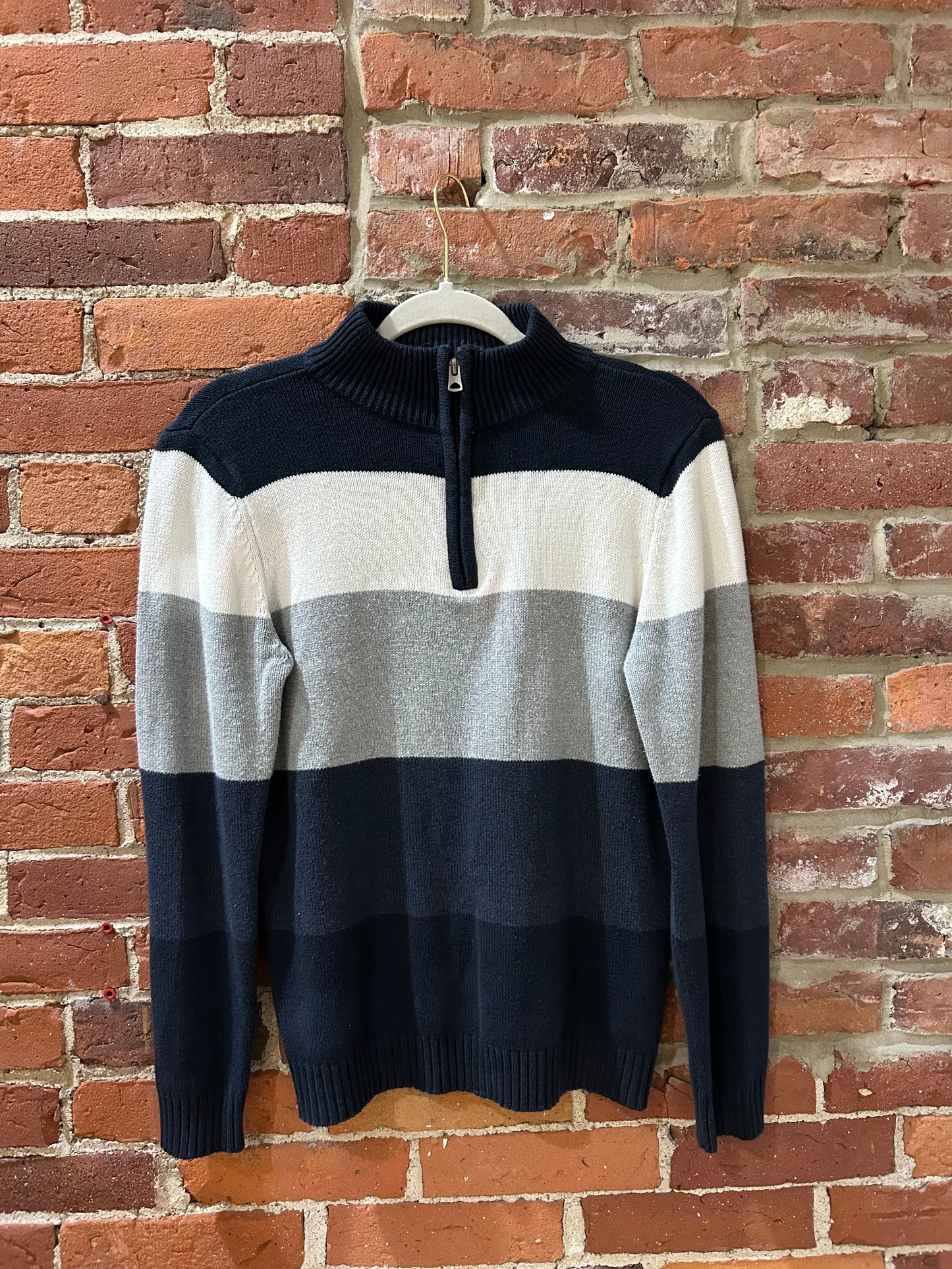 Striped quarter-zip sweater