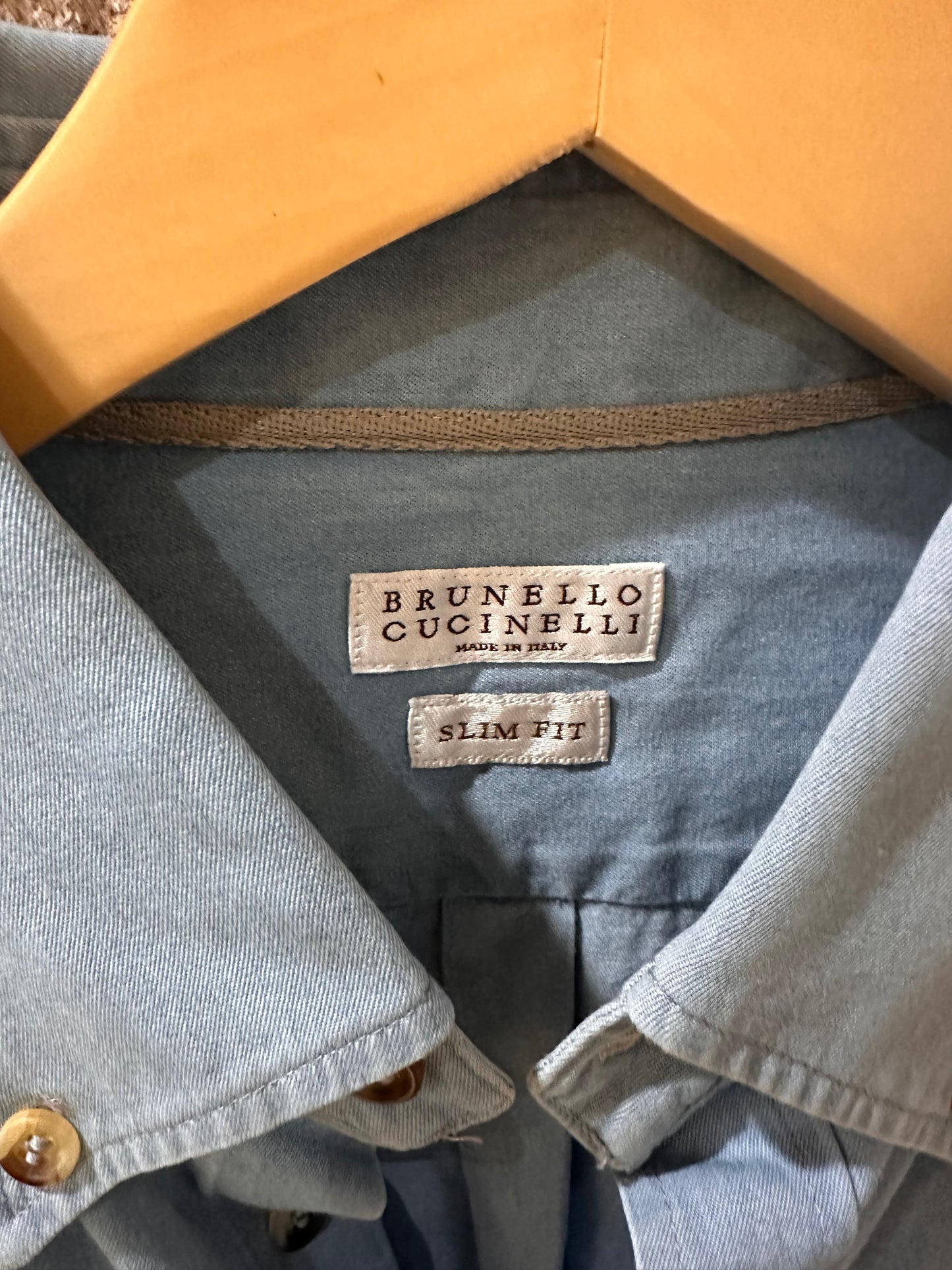 Upcycled Dirigo Maine Flag Denim Button Down