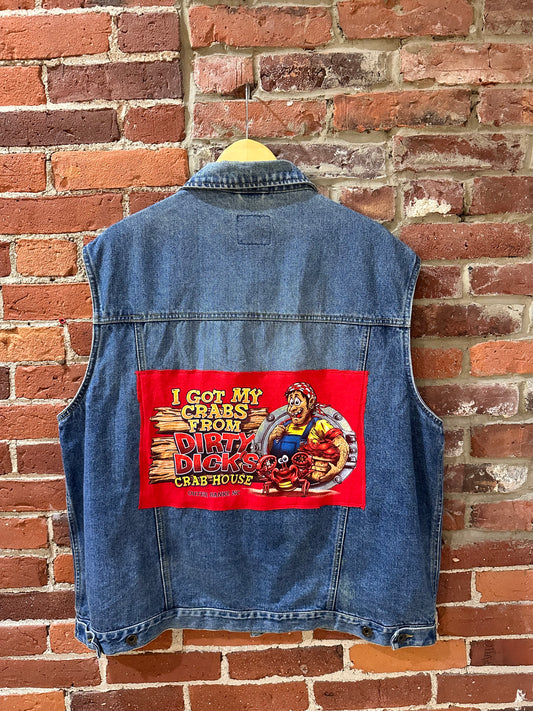 Upcycled denim jacket vest!
