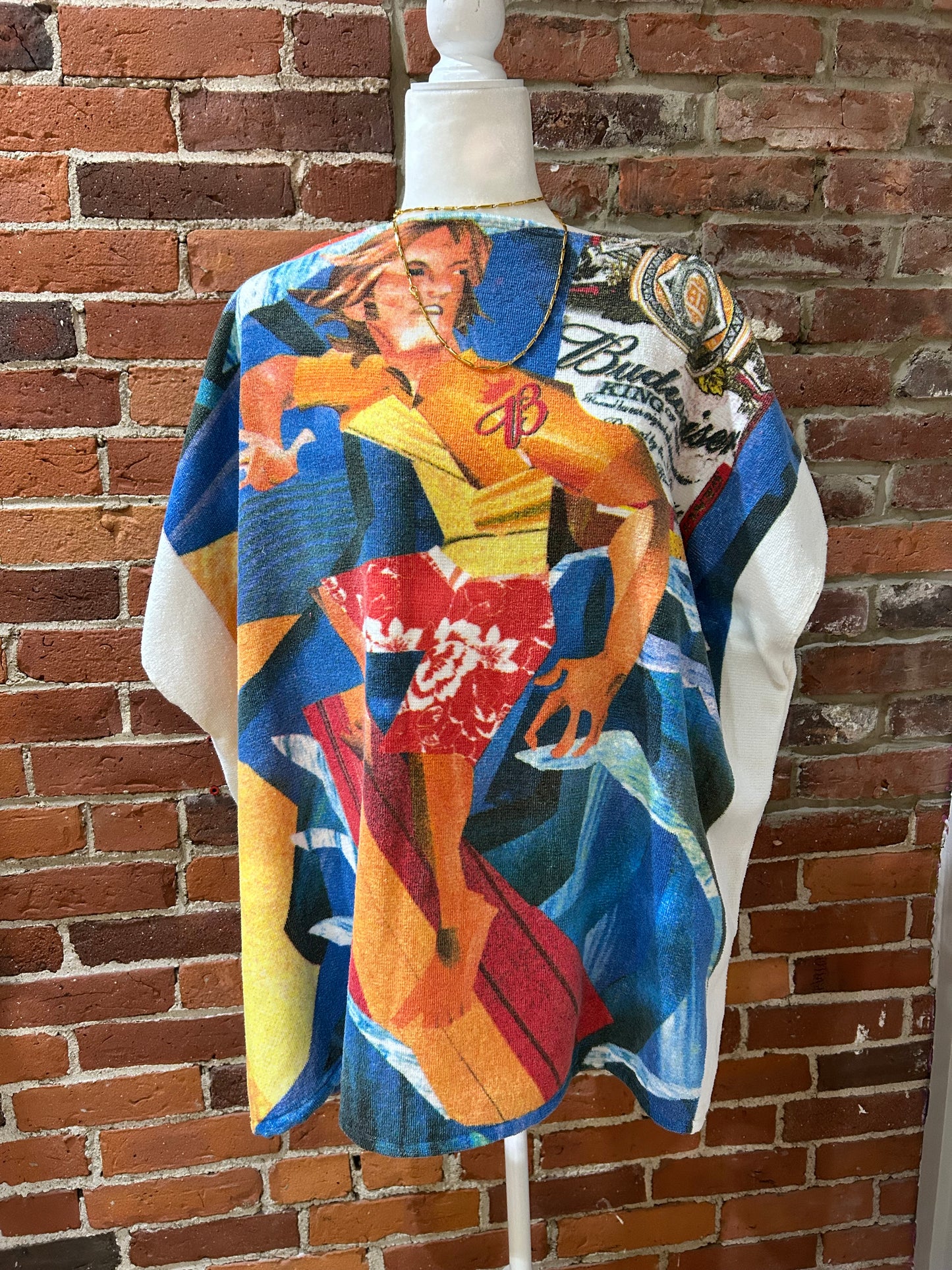 Upcycled Budweiser Towel Poncho
