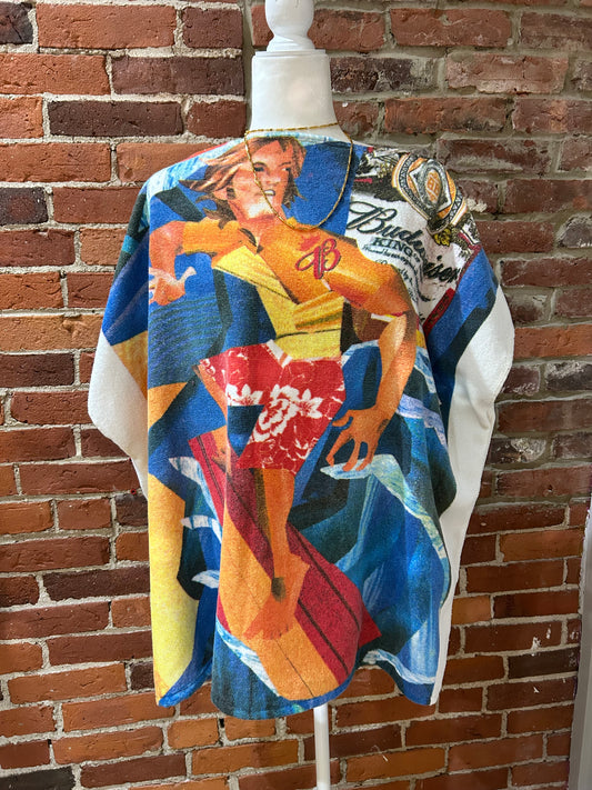 Upcycled Budweiser Towel Poncho