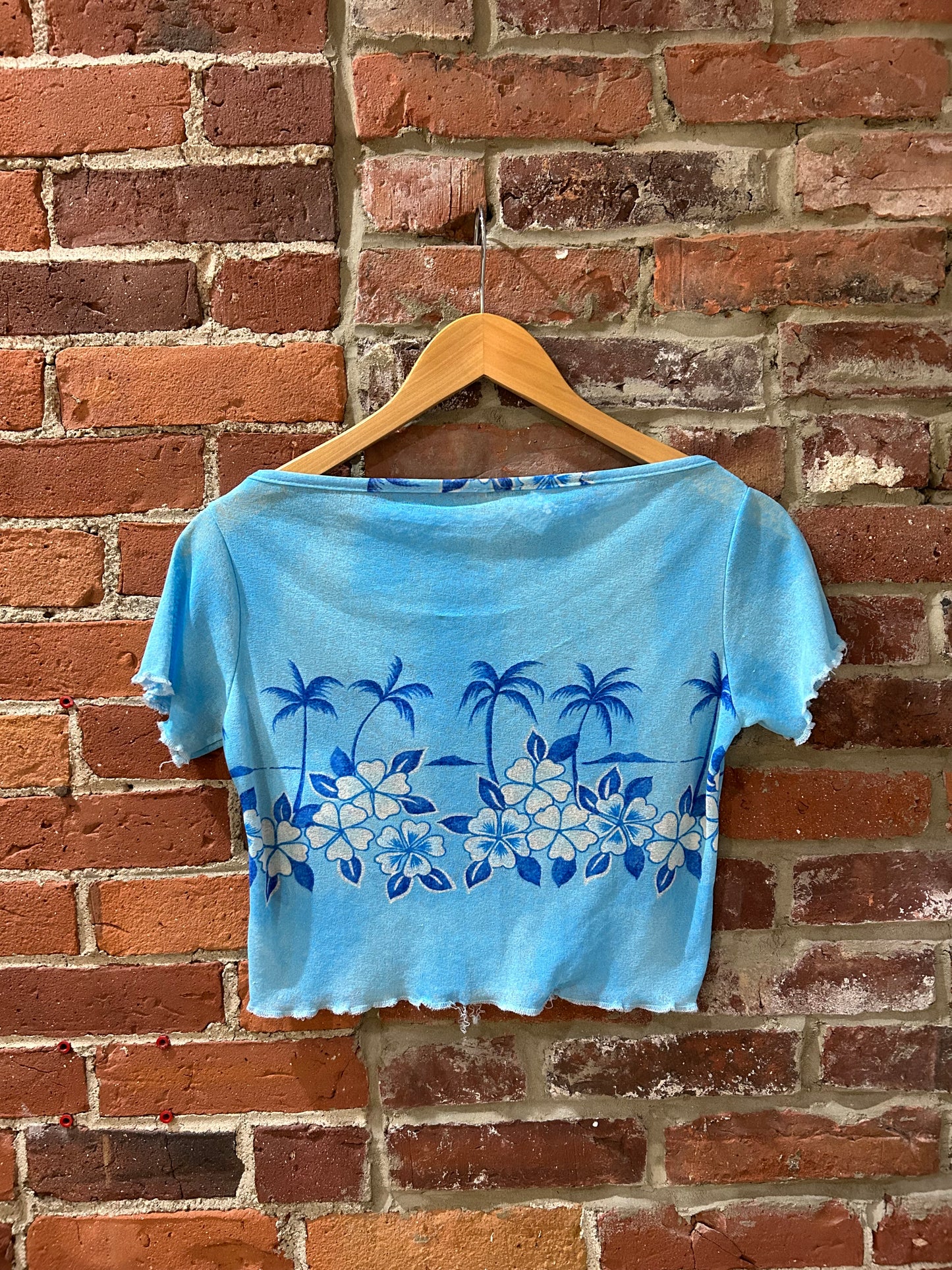 Mesh tropical cropped tee