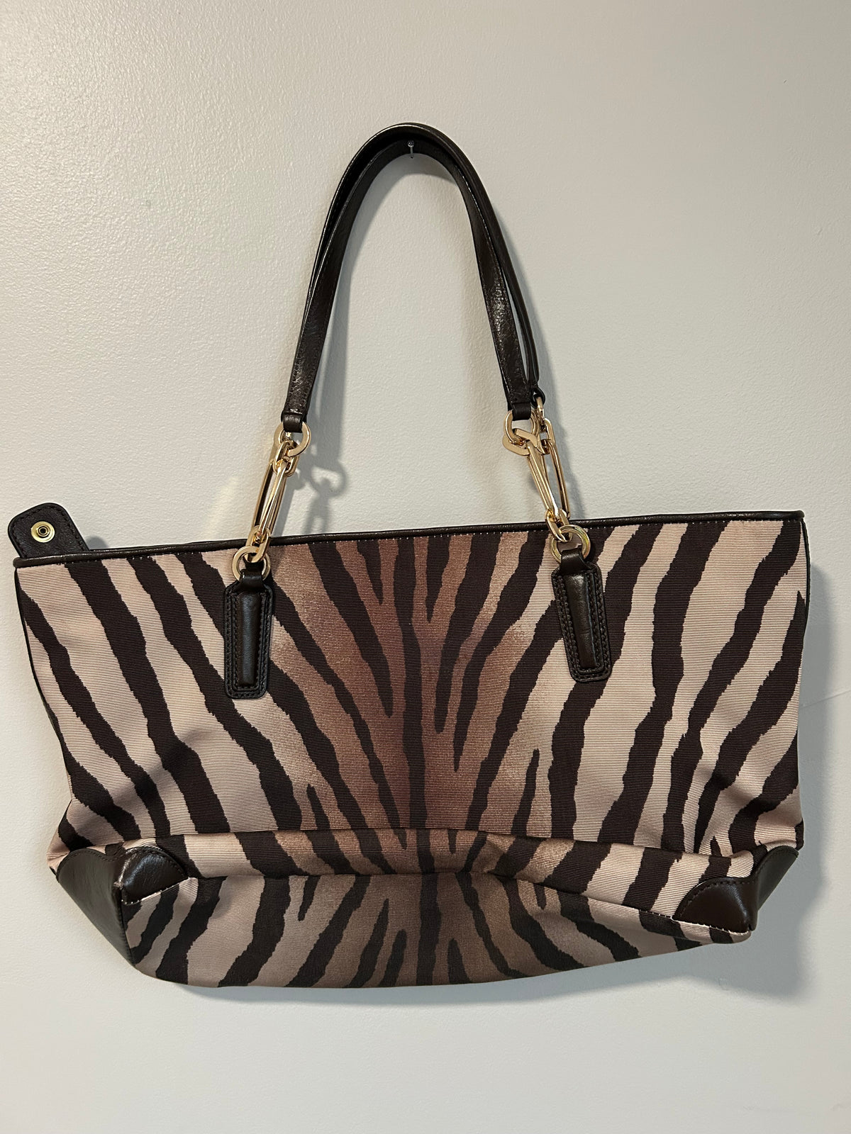 Coach zebra print tote