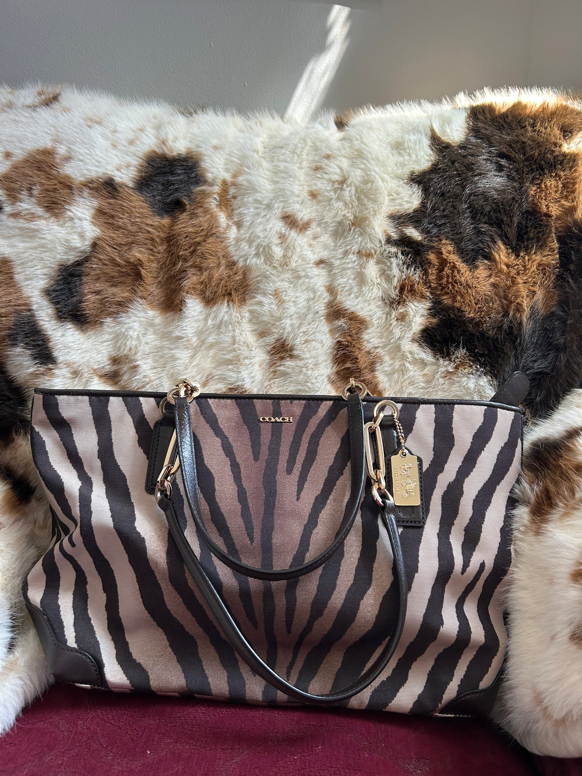 Coach zebra print tote