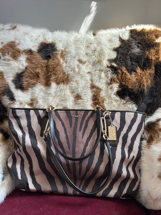 Coach zebra print tote