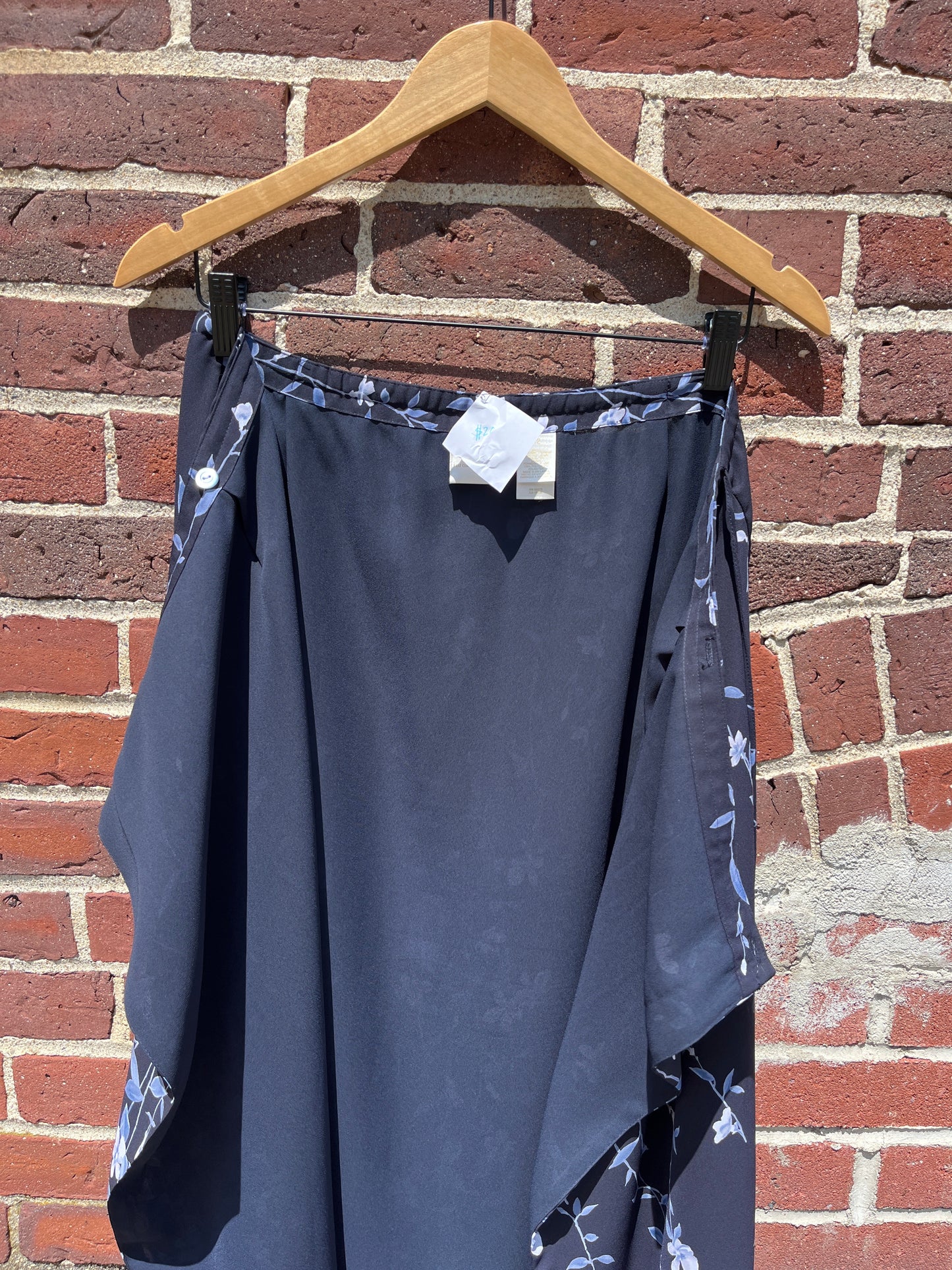 Navy Floral Wrap Skirt