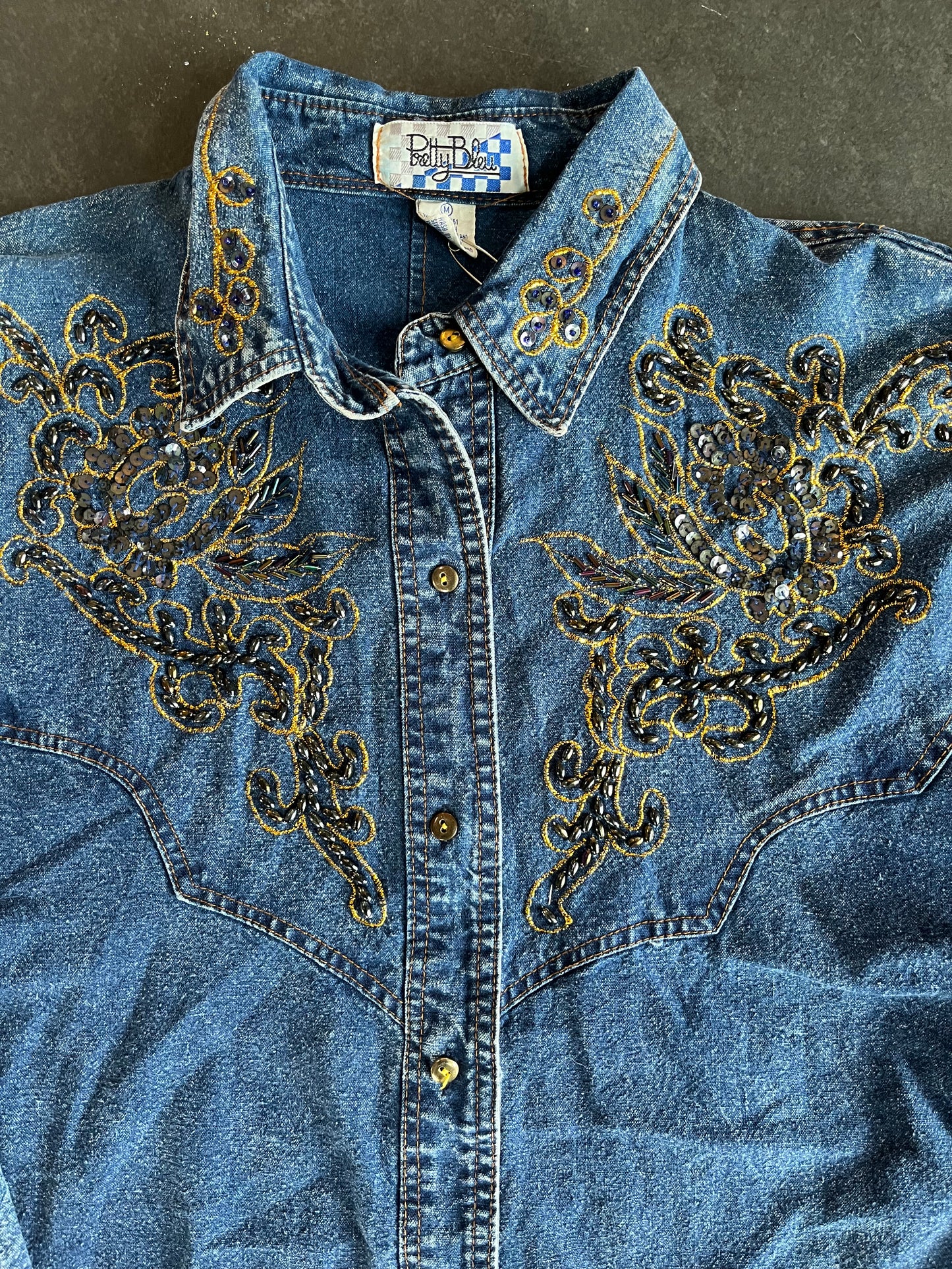 Pretty Bleu Beaded Denim Top