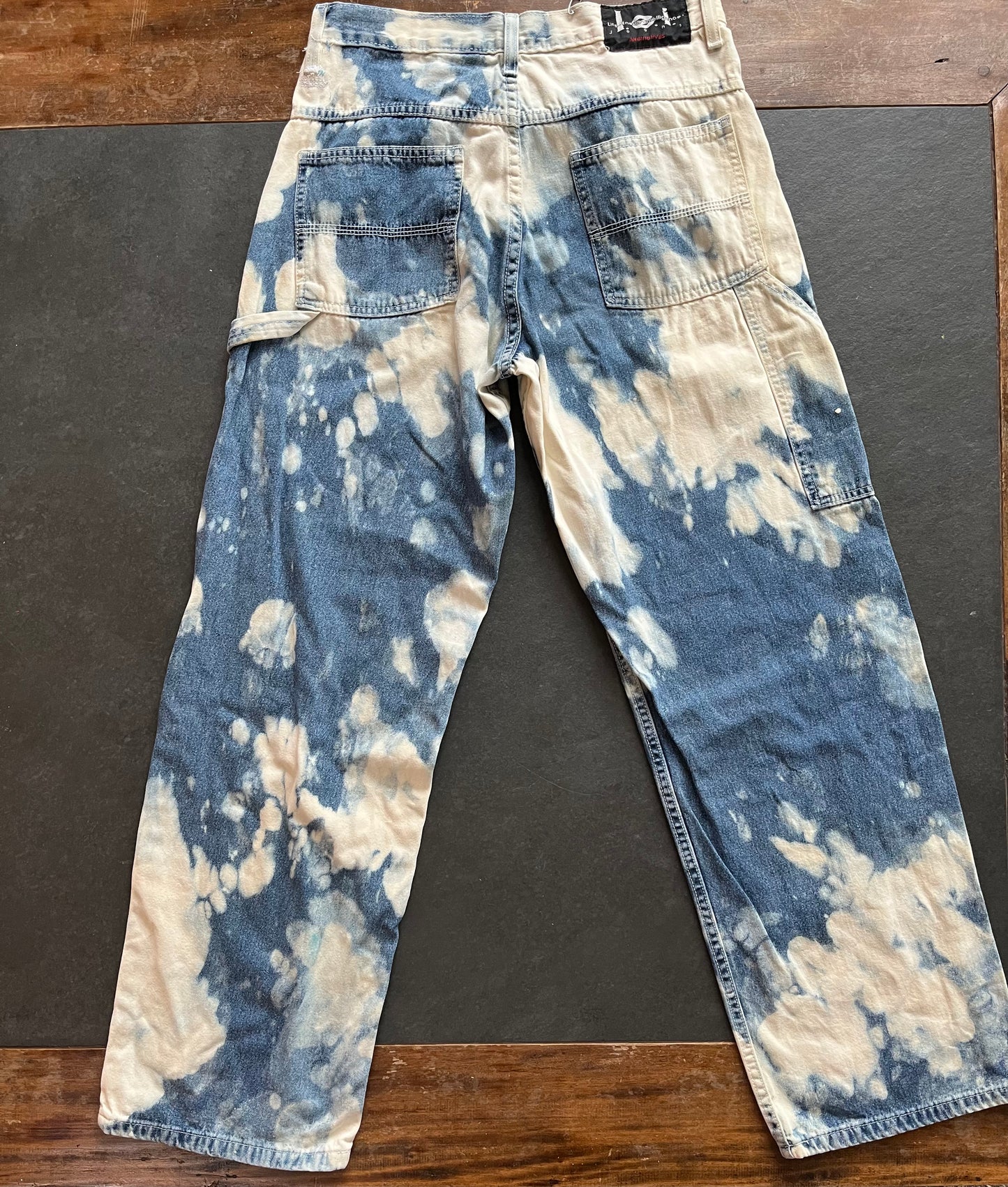 Repaired & Bleached Denim Pants