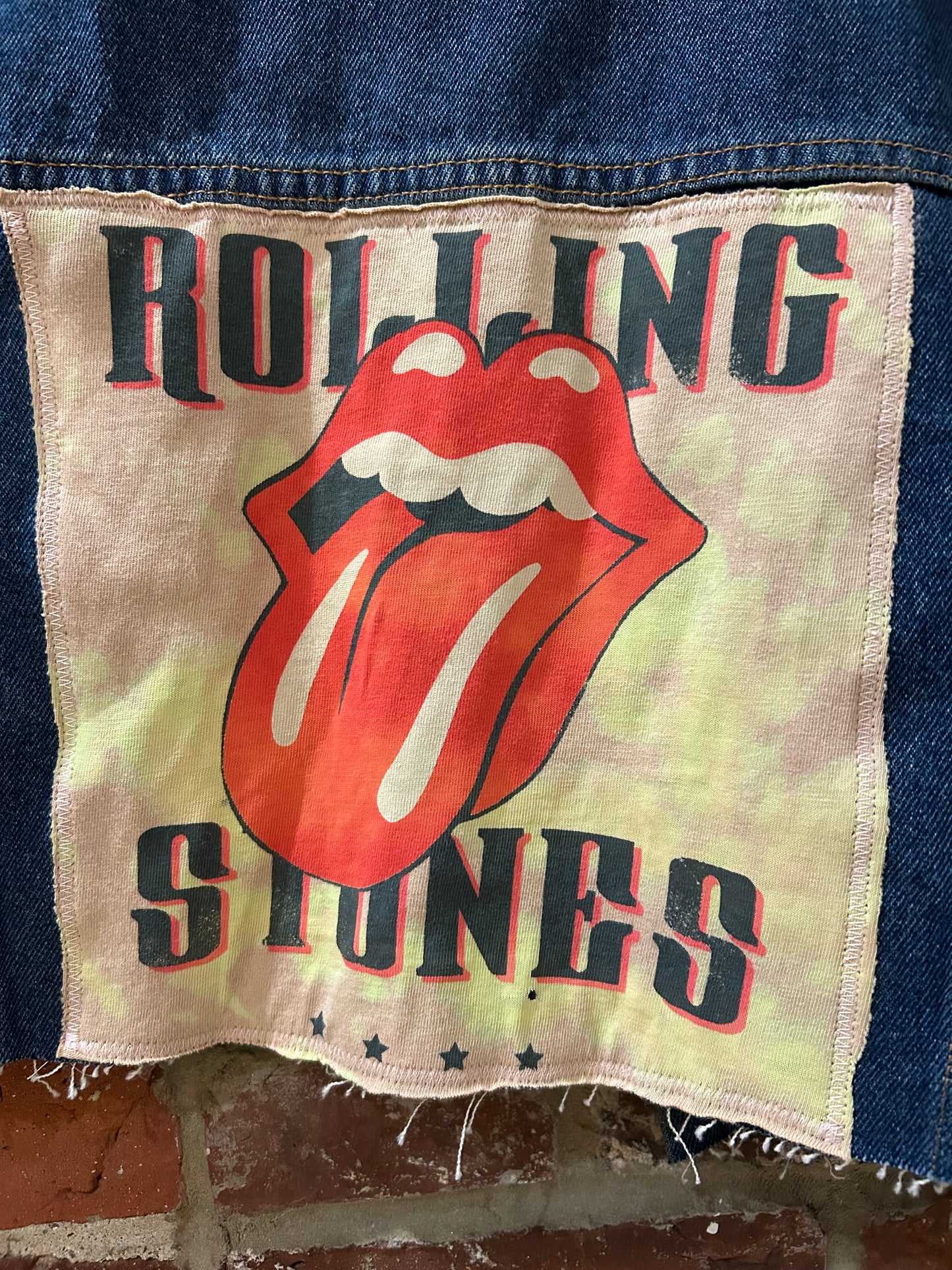 Upcycled Rolling Stones Jean Jacket Vest