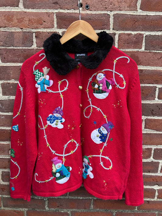 Snowman Button Up Sweater