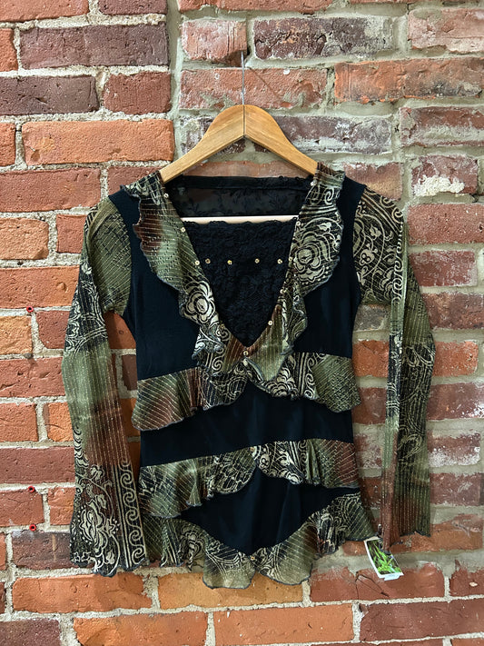 Sheer, lacey long-sleeve