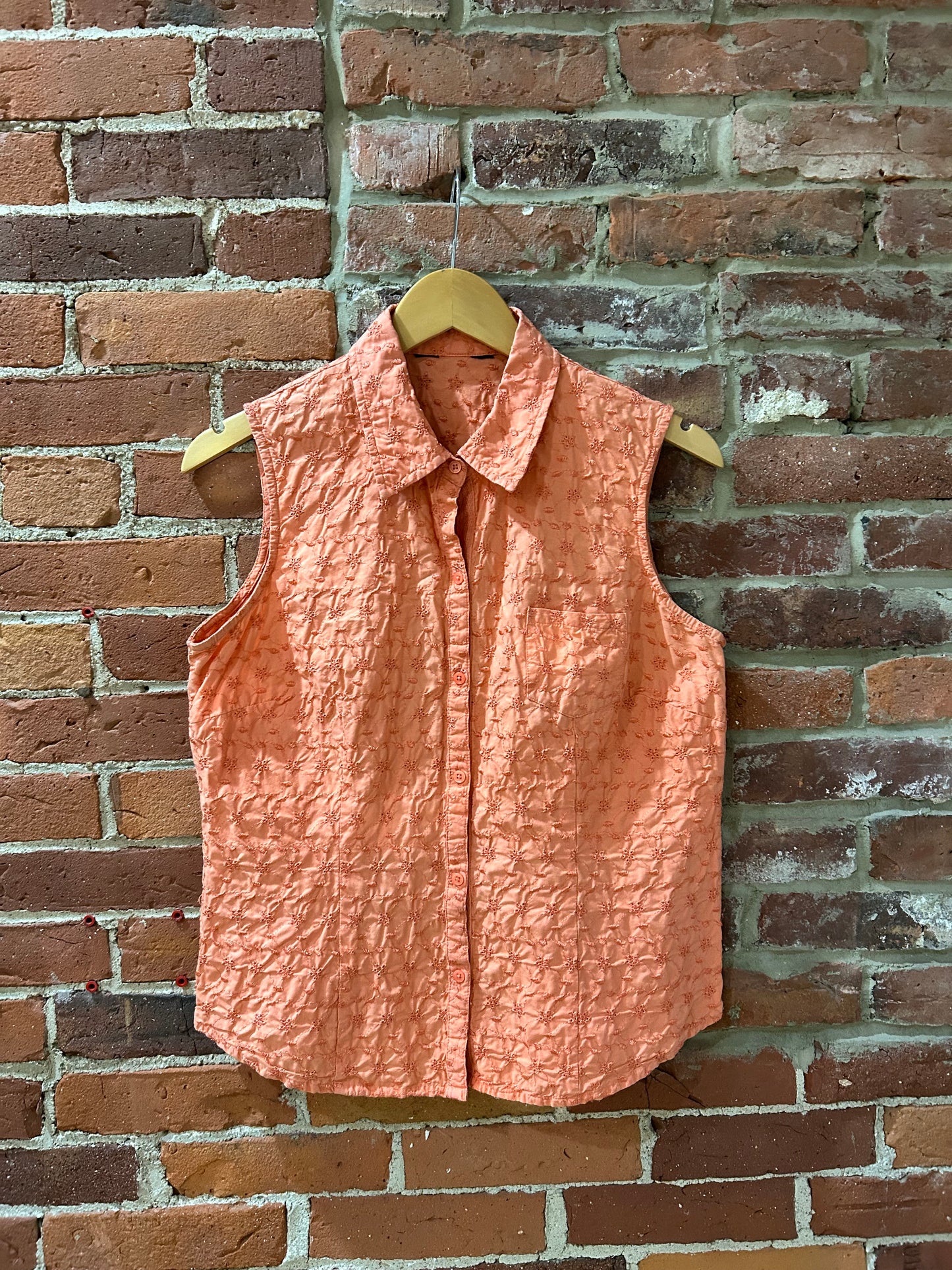 Eyelet sleeveless blouse