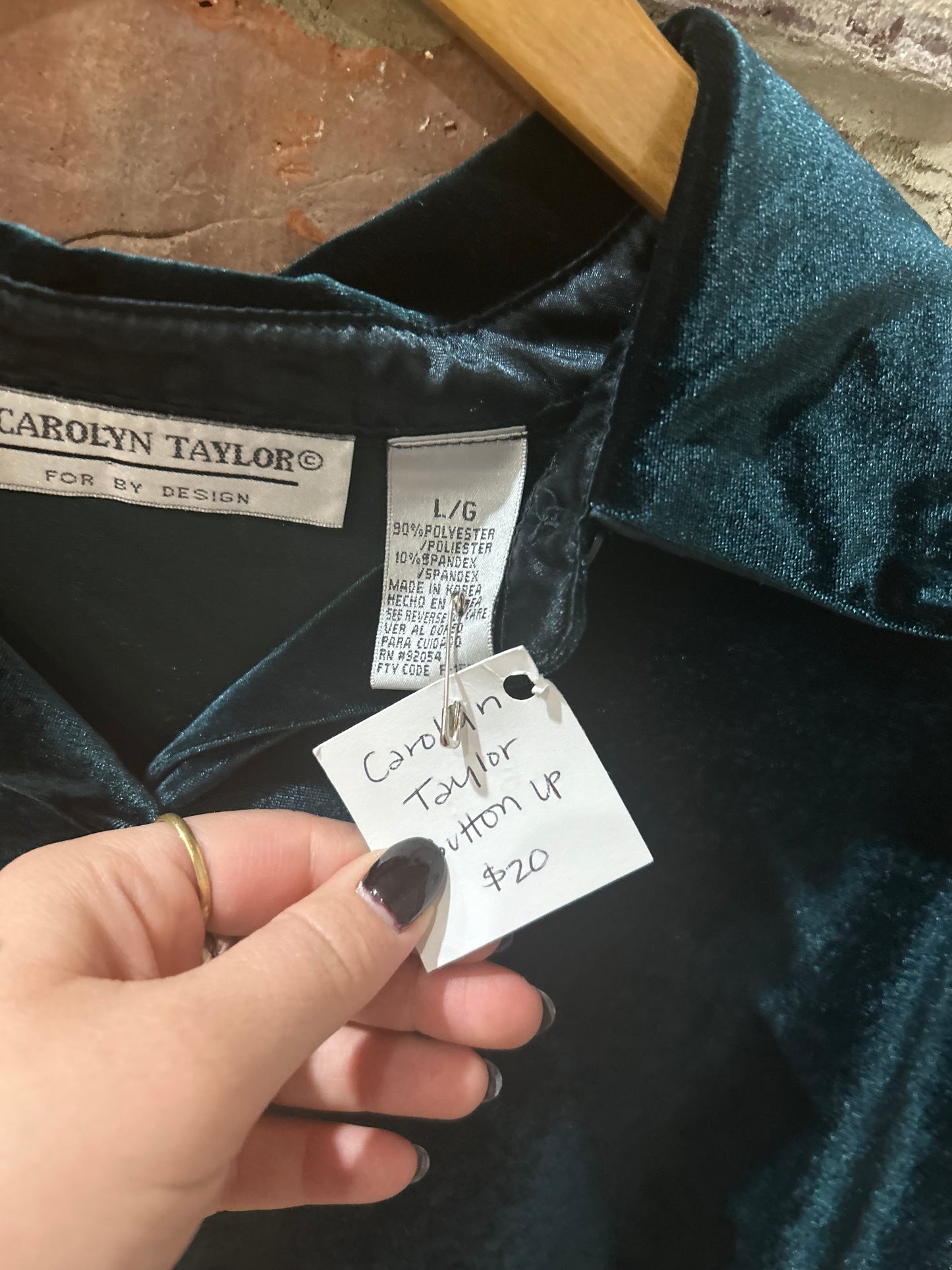 Green Velvet Button Up