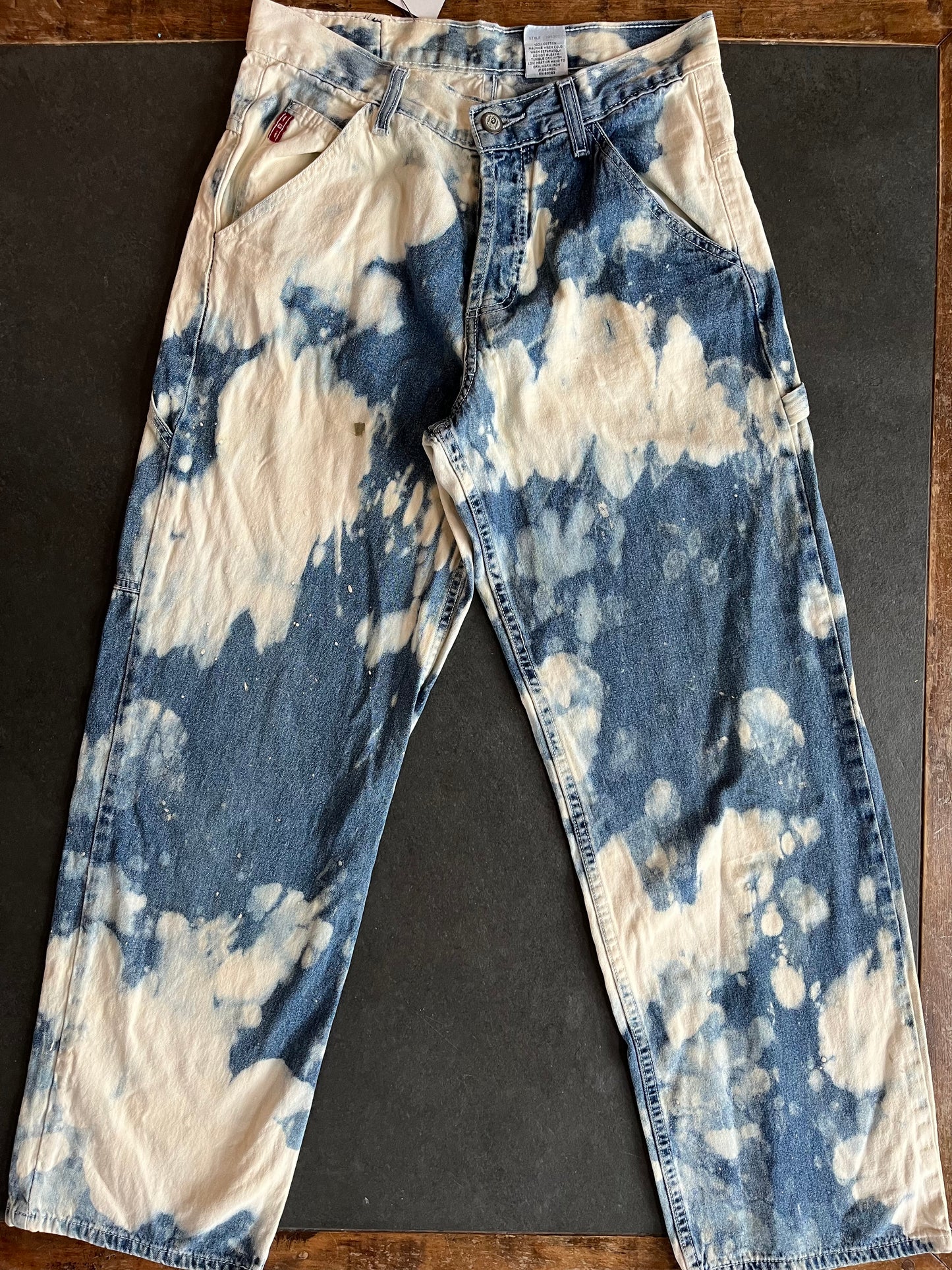 Repaired & Bleached Denim Pants