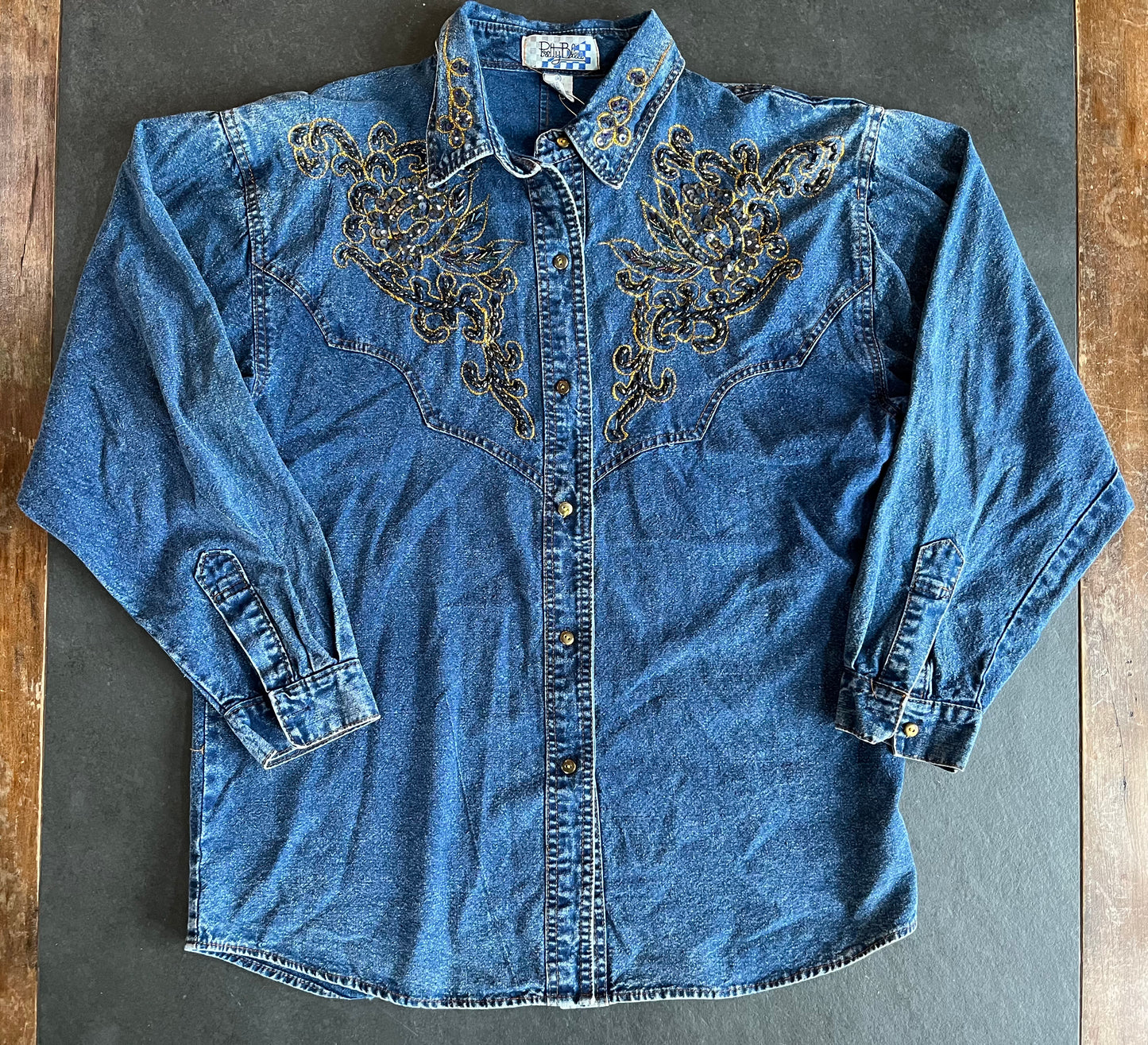 Pretty Bleu Beaded Denim Top