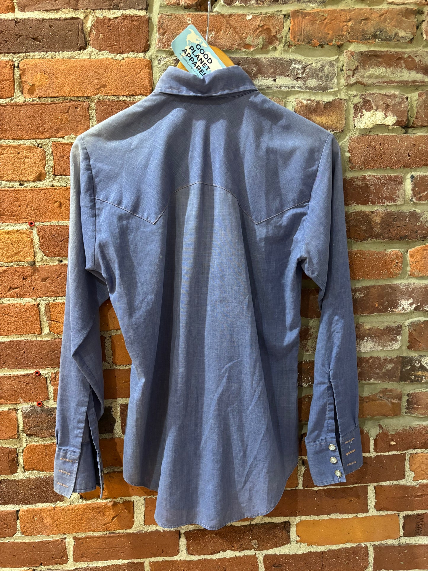 Hand Sewn Denim Shirt with Fish